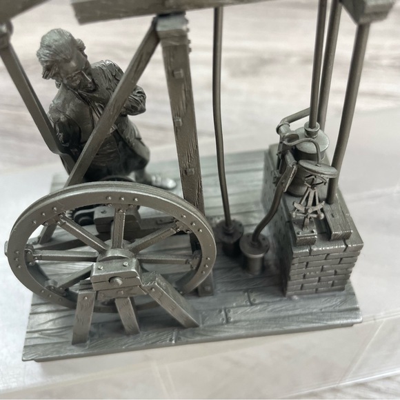 1978 Franklin Mint Deutsches Museum Pewter James Watt Steam Engine Figurine - Picture 2 of 8